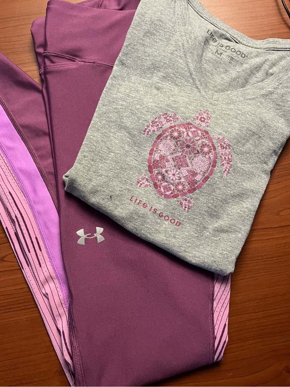 Under Armour Leggings and Graphic Life’s Good T